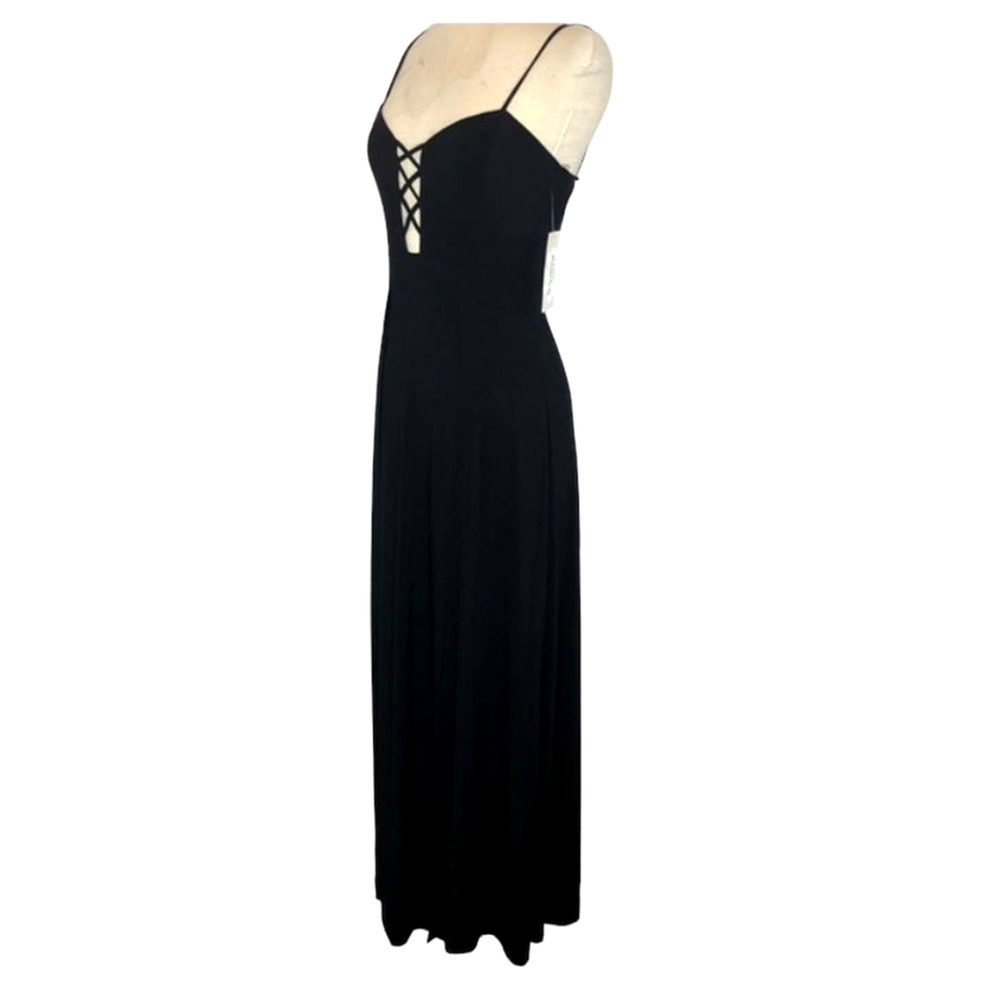 Black Crisscross Lattice Plunge Spaghetti Strap Body-Con Maxi Dress Wild Daisy - Picture 4 of 10